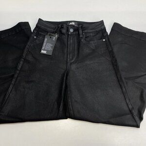 Paige Women’s Anessa Luxe Coating Wide-Leg Pants “Black Fog” Size 25